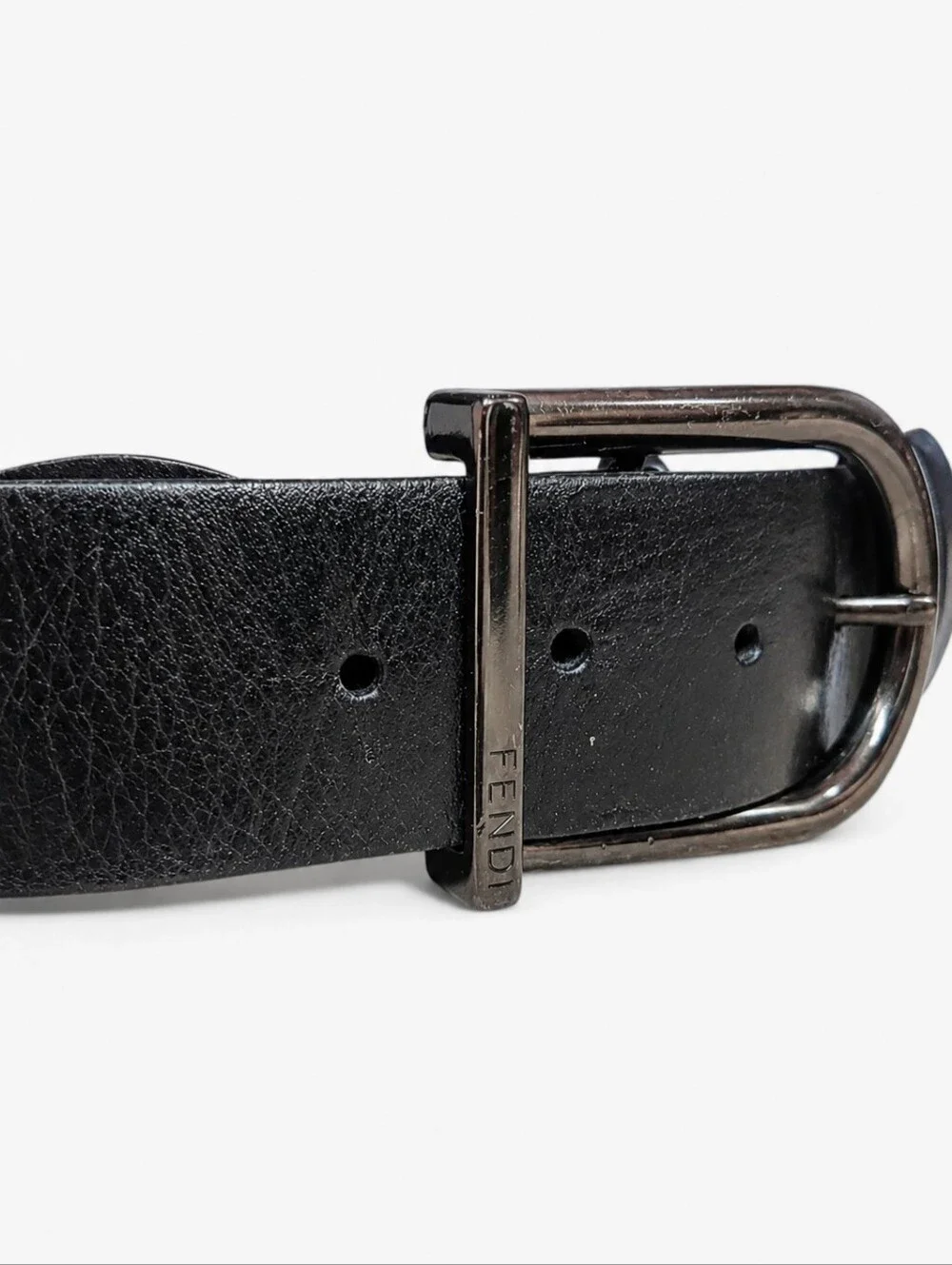 FENDI | Vintage Black Braided Leather Belt Gunmetal Buckle IT 70 / US 28